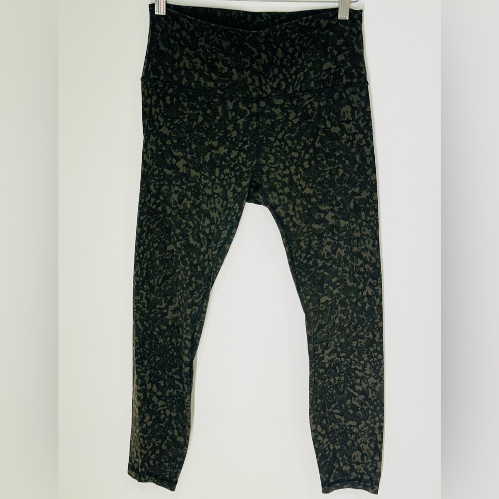Lululemon Align High Rise Leggings Dark Green Camo Size 10